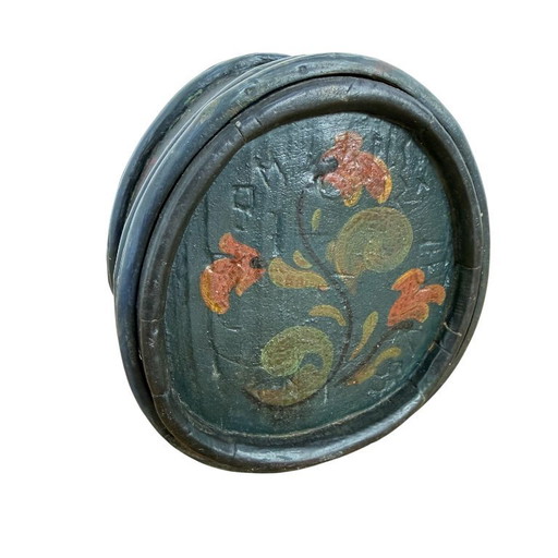 Cantimplora de madera escandinava antigua – cantimplora de arte popular pintada a mano