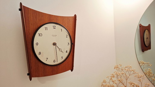 Reloj de pared de teca Junghans ATO-MAT - Alemania 1960