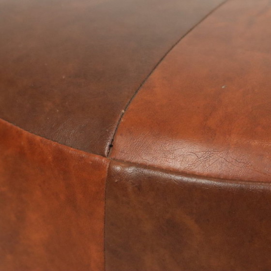 Image 1 of Vintage Poef Tweekleurig Skai Kunstleder