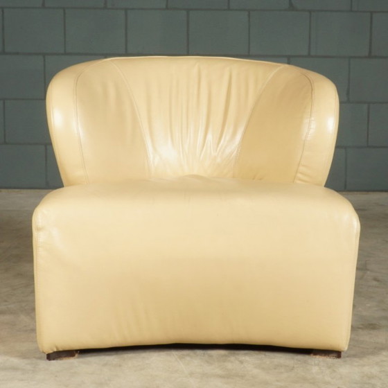 Image 1 of Set vintage lederen fauteuils – beige