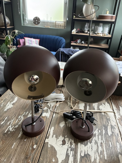 Set of Vintage Hoffmeister Eyeball Table Lamps – tafellampen, Metal, Chrome (photo 2 of 9)