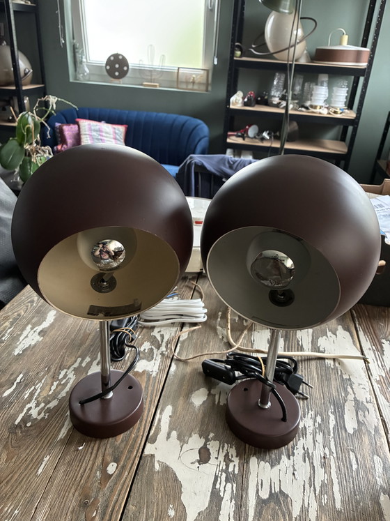 Set of Vintage Hoffmeister Eyeball Table Lamps – Metal, Chrome (photo 2 of 9)