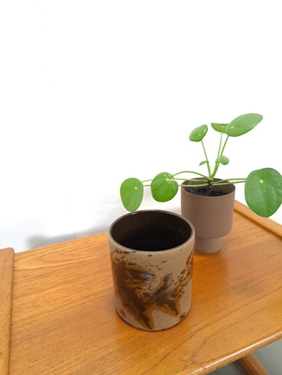 Image 1 of Pot de fleurs en céramique marron Allemagne de l'Ouest