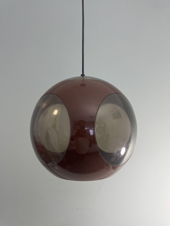 Image 1 of Vintage brown space age lamp Bug Eye pendant lamp 1970s