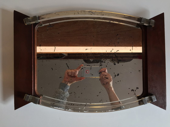 Image 1 of Specchio Art Déco e vassoio in legno Francia