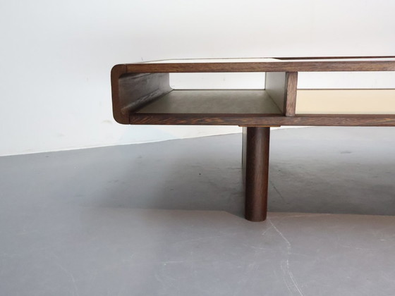 Image 1 of Vintage Wenge Coffee Table with Smoked Glass - Space Age Style