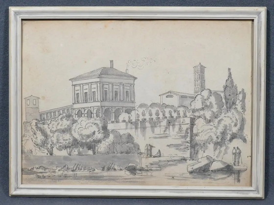 Frühes 19. Jahrhundert Constant Bourgeois Du Castelet (1767–1841) Paar Tuschezeichnungen — Ansichten von (photo 2 of 17)