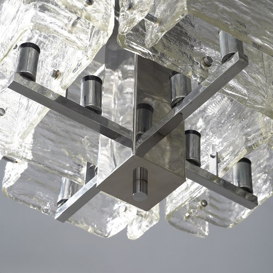 Kroonluchter van verchroomd metaal en glas, jaren 70 – Plafondlampen, Metal (photo 14 of 15)