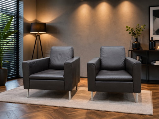 2x De Sede DS-4 Design Fauteuil Donkerbruin Leder