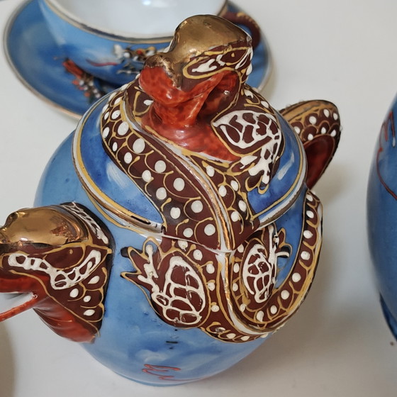 Image 1 of Juego de té japonés Dragonware para 6 personas – Juego decorado con Blue Moriage