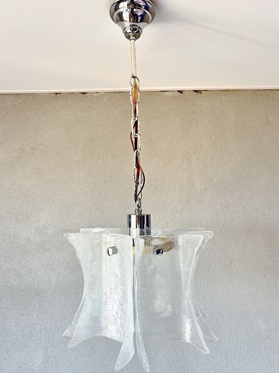 Lampada a Sospensione Vintage in Vetro Ghiaccio – Lampade a sospensione, Chrome, Murano Glass (photo 2 of 16)
