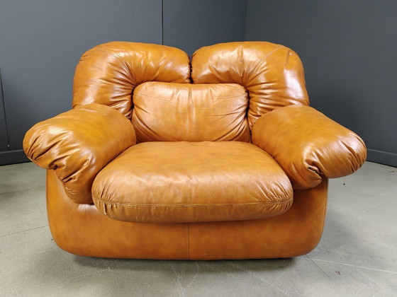 Image 1 of Ensemble de canapés en cuir italien du milieu du siècle par Ercole Biella pour Grappeggia, 1970