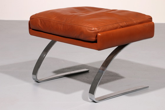 Image 1 of Cognac Leder COR Swing Lounge Stuhl mit Ottomane von Adolf & Schöpfer 1976