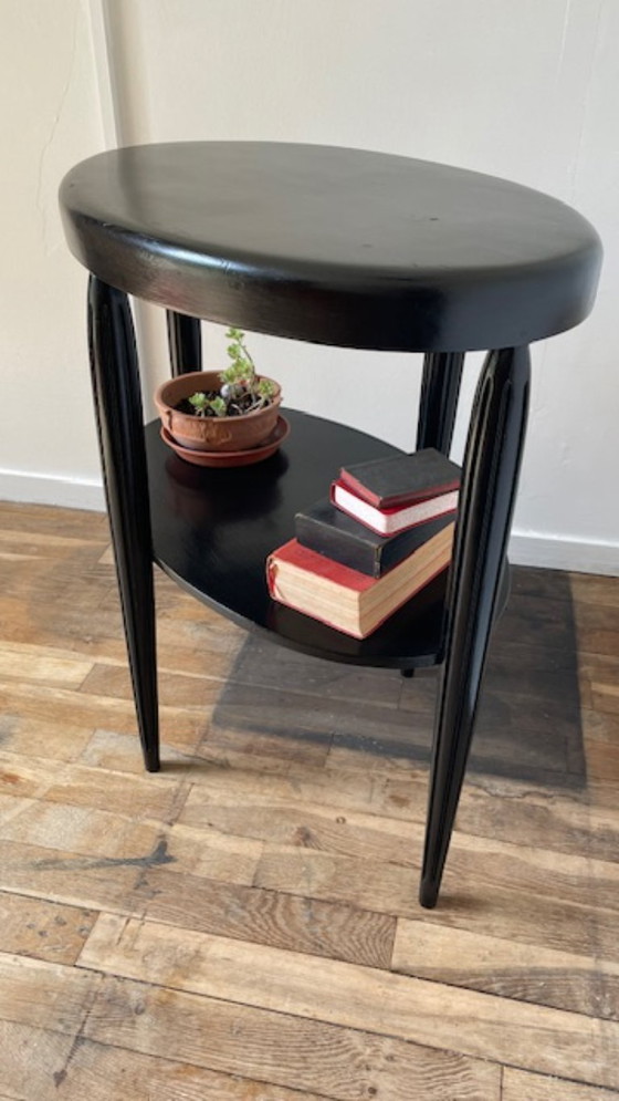 Image 1 of Art Deco Black Wood Console Table