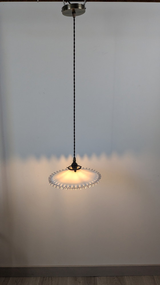 Image 1 of Vintage White Opaline Hanging Lamp