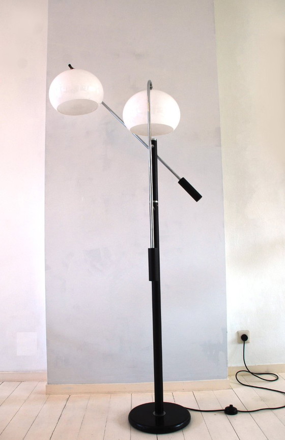 Image 1 of White Dijkstra Mushroom Swing Arm Space-Age Floor Lamp