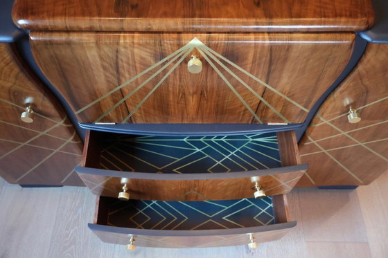 Image 1 of Mobile bar Art Déco vintage, restaurato con cura, antracite e noce