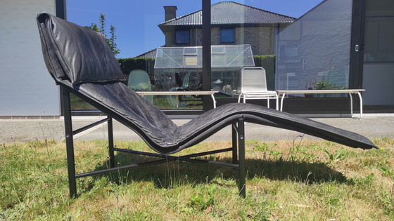 Image 1 of Vintage Skye Lounge Chair in Black Leather by Tord Björklund for Ikea, 1980s