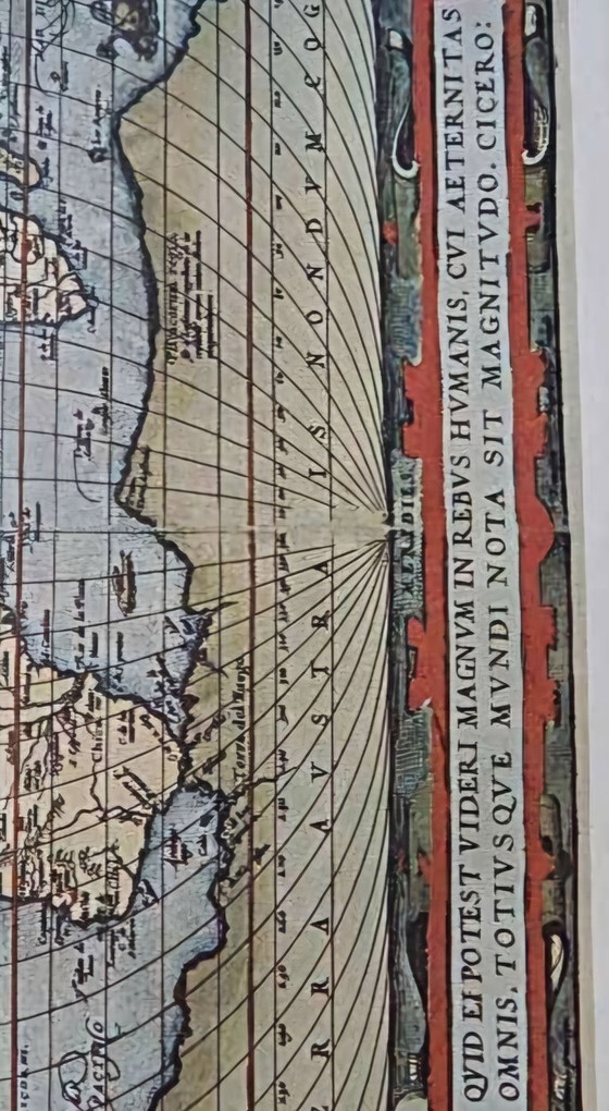 Image 1 of Handgekleurde koperplaat Nova Totius Terrarum Orbis Tabula Wereldkaart door Justus Danckerts, Amsterdam, eind 17e eeuw