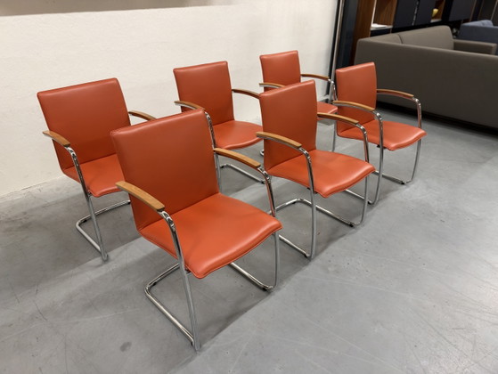 6 Leolux Freyr Chaise de salle à manger Cuir orange, Chaises de salle à manger (photo 4 sur 12)