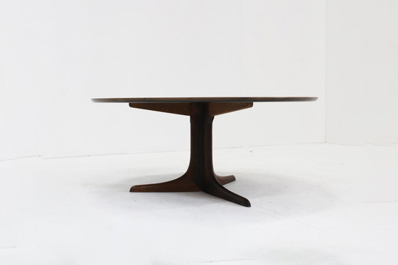 Image 1 of Vintage brutalist round coffee table of copper and wood, 1970s