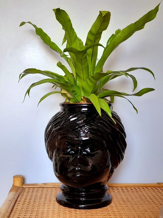 Image 1 of Moor's head vase or cachepot in glass, 1970