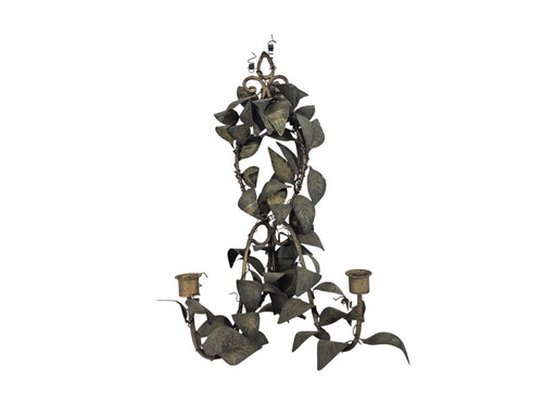 Applique murale style Hollywood Regency - laiton doré - années 80