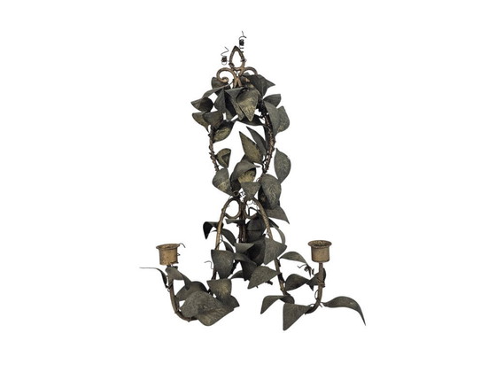 Image 1 of Applique murale style Hollywood Regency - laiton doré - années 80