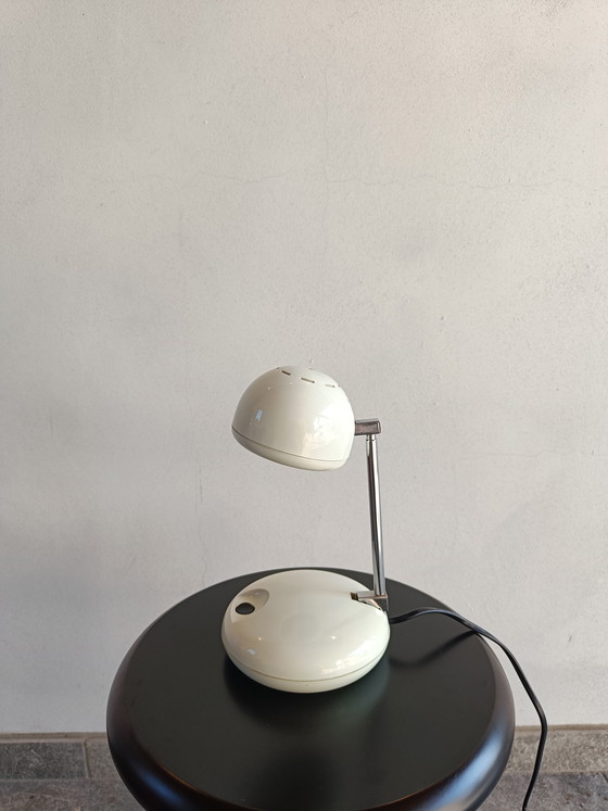 Image 1 of Vintage Space Age Table Lamp in White Plastic and Chrome, Italy 1970s/1980s