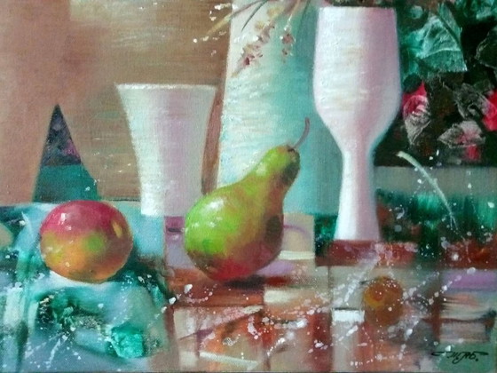 Original Oil Painting Abstract Expressionism Autumn Still Life – Paintings & Drawings, Canvas (photo 7 of 8)