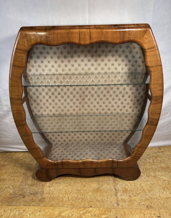 Image 1 of Vitrine Art Déco vintage en noyer, années 1930-1940