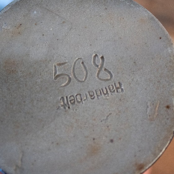 Image 1 of Jarra y taza antiguas de cerámica vidriada con sal: loza alemana con motivo de caballo.
