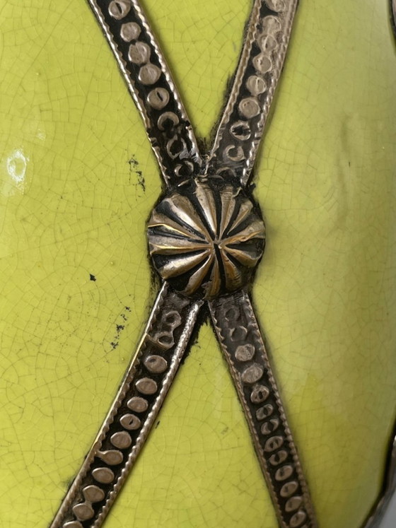Vaso in terracotta verde anice e metallo – Decorazione marocchina – 24 cm – Vasi, Ceramic, Iron (photo 6 of 8)