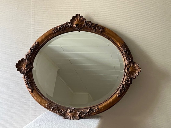 Specchio Ovale Antico con Cornice in Legno Riccamente Intagliata – Wood (photo 5 of 6)