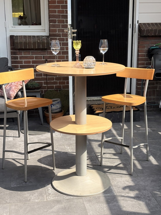 Image 1 of 2 Retro High Tables With 3 Matching Stools