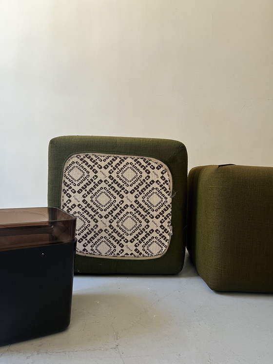 Image 1 of Pair of Cinna Hairstands in Foam and Smoked Plexiglas, Ligne Roset France 1970