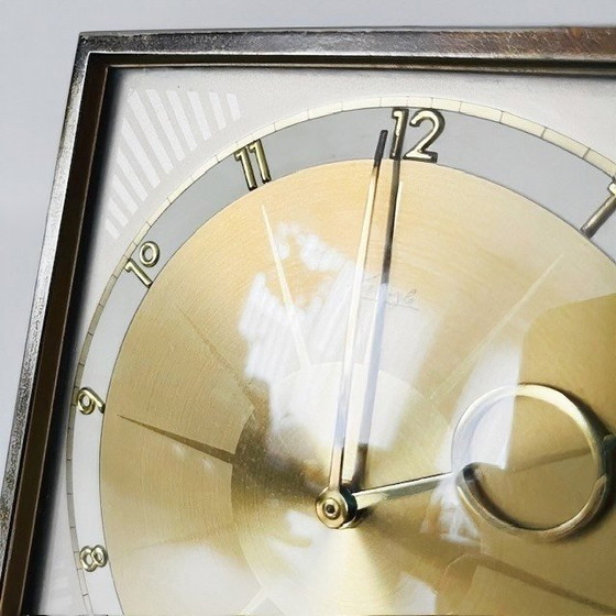 Image 1 of Orologio da tavolo Art Déco Kienzle starburst in ottone degli anni '30