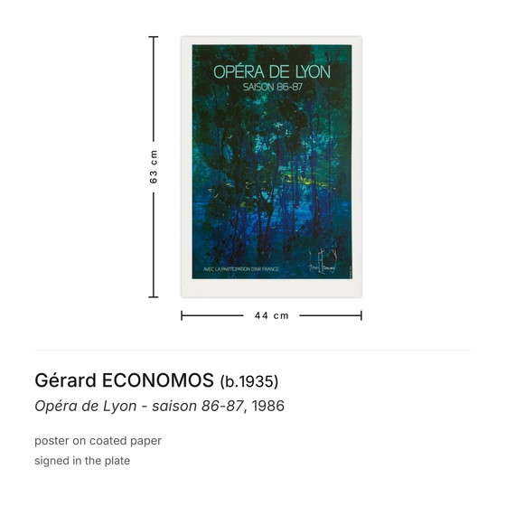 Image 1 of Gérard ECONOMOS, Oper Lyon – Saison 1987, Plakat 1986