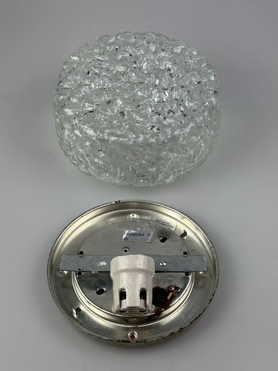 Image 1 of Lampada da soffitto anni &#39;60-&#39;70 Glashütte Limburg Germania Plafoniere in vetro e metallo