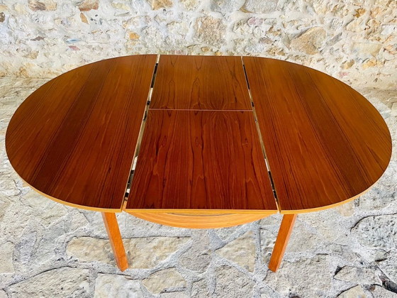 Image 1 of Mid-Century Extendable Teak Dining Table with Butterfly Leaf, By Van Pelt, 1960s