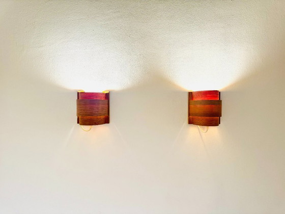 Image 1 of Set von Wandlampen aus Kiefernholzfurnier von Hans-Agne Jakobsson für AB Ellysett, Schweden, 1960er Jahre