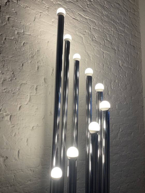 Image 1 of Lampe à tuyau d'orgue Reggiani du milieu du siècle, chrome