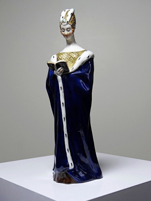 Sujet en porcelaine ancien "Liseuse" art déco signée J.Vesques