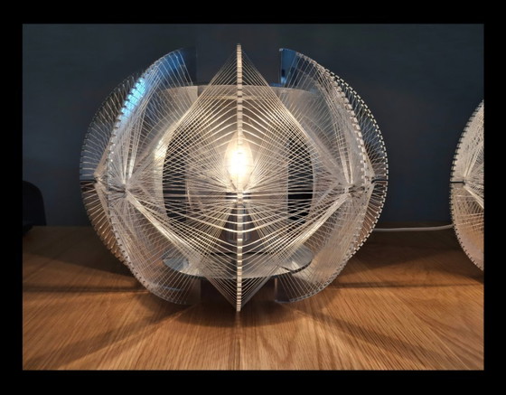 Image 1 of Set aus 2 Muno 'The Wire' Wand-/Tischlampen – Space Age (Paul Secon Stil)
