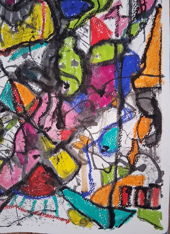 Image 1 of I'm lazy today, why is it 40 degrees? Mixed media, ink with oil pastel. Street art.