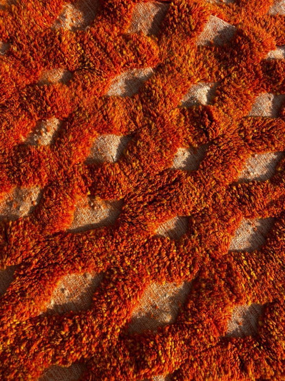 Image 1 of Orange Moroccan wool rug 250x250 cm – Handmade geometric rug – Contemporary Berber carpet – Custom wool area rug – Moroccan Beni