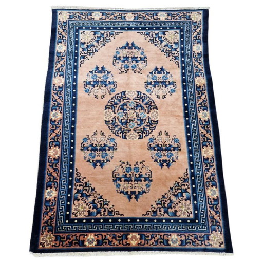 Alfombra china antigua azul – Lana anudada a mano – Diseño tradicional – 190 x 134 cm (photo 2 of 5)