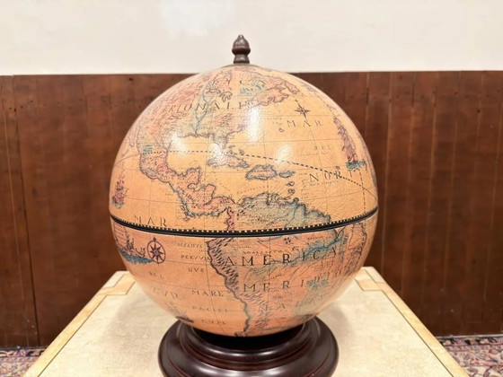 Classic Italian Zoffoli Table Barglobe, Barstools, Bronze, Wood (photo 5 of 11)