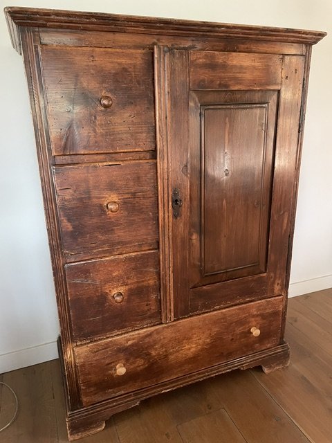 Antique Dining Room / Sideboard Cabinet – Wood, Metal (photo 2 of 5)