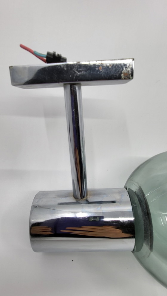 Image 1 of Glass and Chrome Eye Ball Wall Sconce, Italy, 1970s